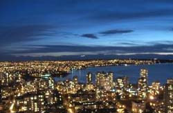 Vancouver by night fra restauranten