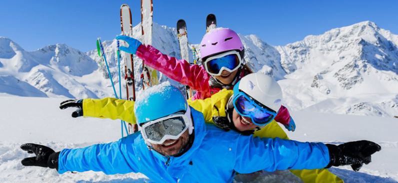 Solo med børn på ski